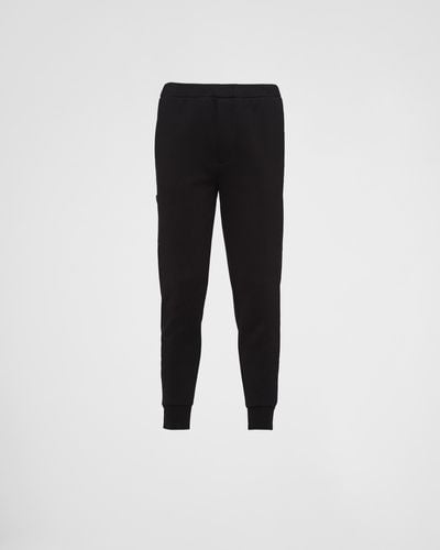 Prada Pantaloni In Felpa Con Dettagli In Re-nylon - Nero