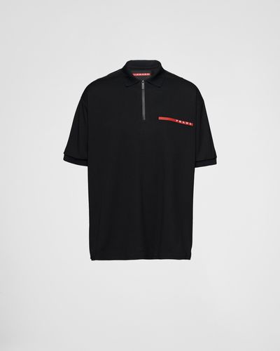 Prada Piqué Polo Shirt - Black