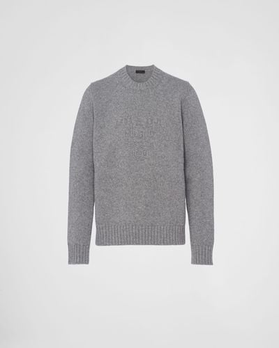 Prada Wool And Cashmere Crew-neck Sweater - Gray