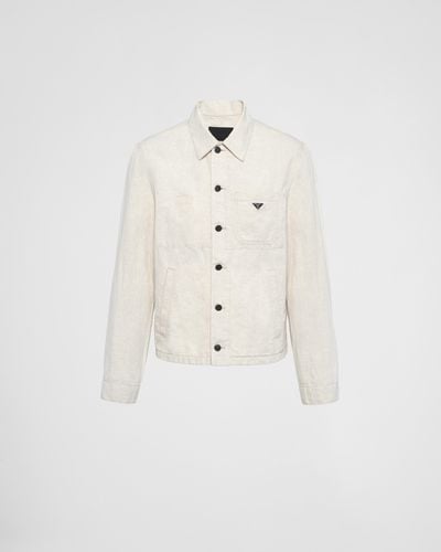 Prada Chambray Blouson Jacket - White