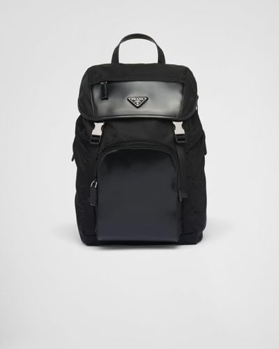 Prada Re-nylon And Brushed Leather Backpack - Black