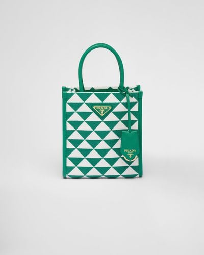 Prada Symbole Embroidered Fabric Mini Bag - Green
