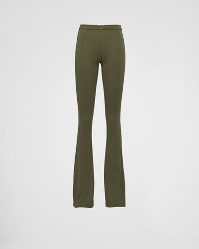 Prada Pantalon En Maille Côtelée De Coton - Vert