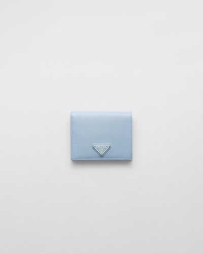 Prada Kleines Portemonnaie Aus Saffiano Leder - Blau