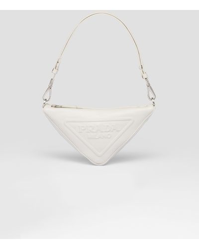 Prada Triangle Leather Mini-Bag - White