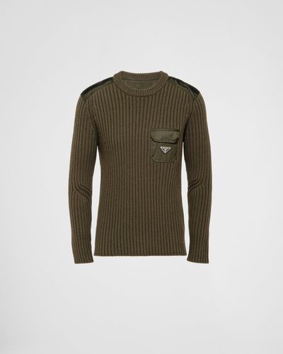 Prada Wool And Cashmere Crew-neck Sweater - Green