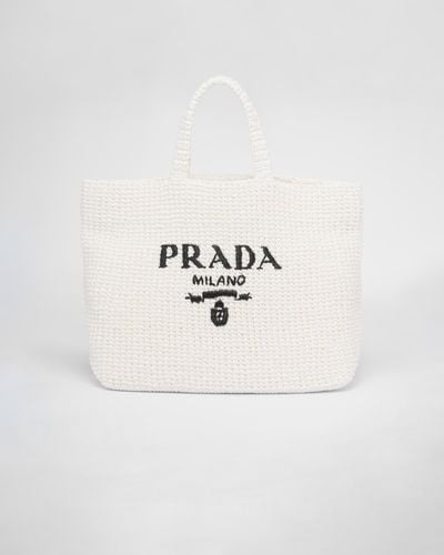 Prada Crochet Tote Bag - White