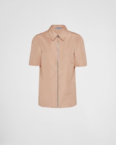 Prada Short-sleeved Faille Shirt - Natural