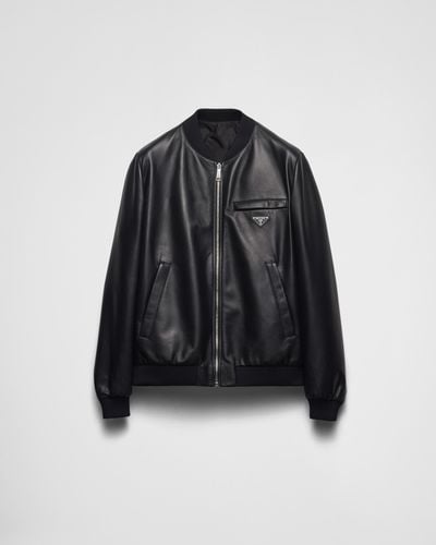 Prada Nappa Leather Bomber Jacket - Black