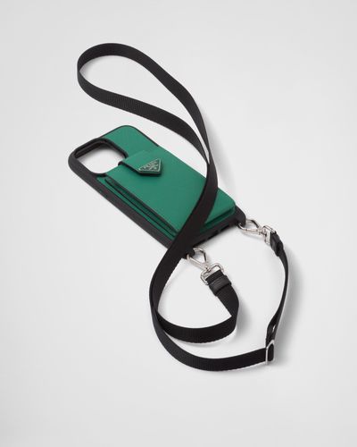 Prada Saffiano-leather Case For Iphone 14 Pro Max - Green