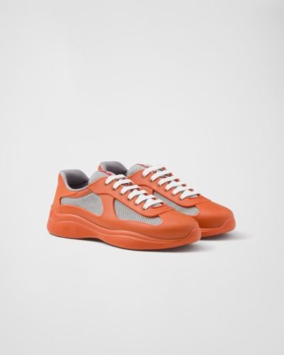 Prada America’S Cup Sneaker Aus Weichem Gummi Und Bike-Gewebe - Orange