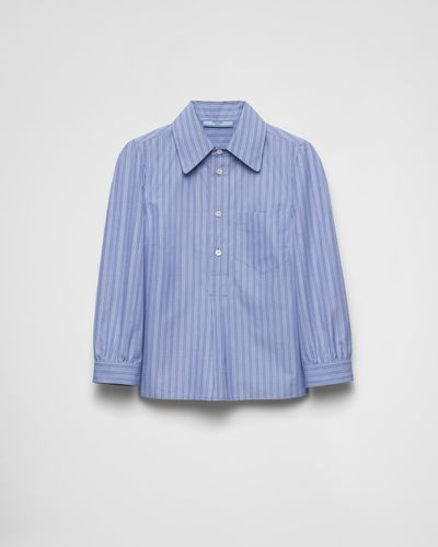 Prada Striped Poplin Blouse - Blue