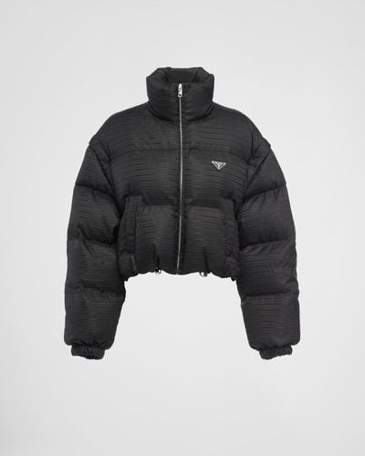 Prada Re-nylon Cropped Down Jacket - Black