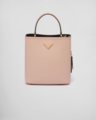 Prada Medium Saffiano Leather Panier Bag - Natural