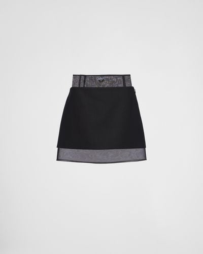 Prada Wool Miniskirt With Crinoline - Black