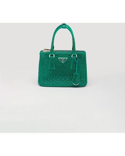 Prada Galleria Satin Mini-Bag With Crystals - Green