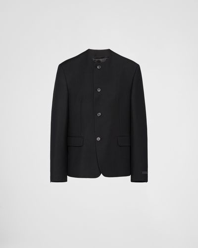 Prada Single-Breasted Mohair Wool Jacket - Black