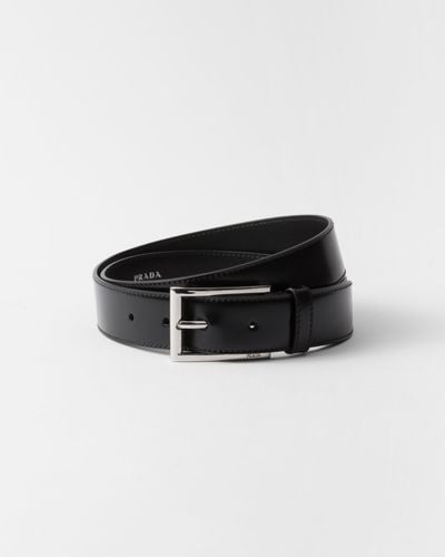 Prada Brushed Leather Belt - Black