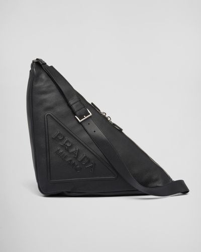 Prada Large Leather Triangle Bag - Black
