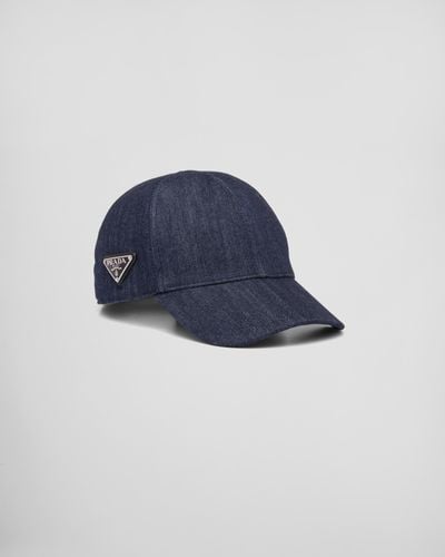 Prada Cappello Da Baseball In Denim - Blu