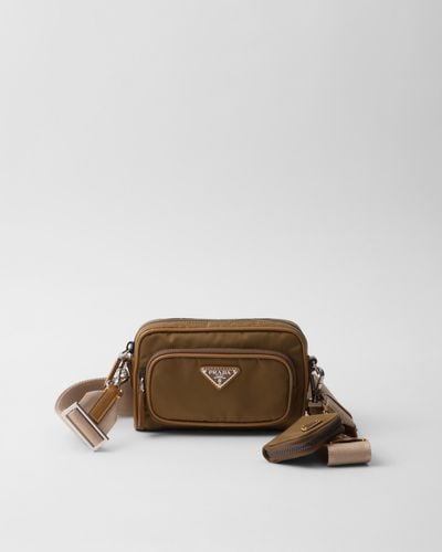 Prada Re-Nylon And Leather Shoulder Bag - Brown