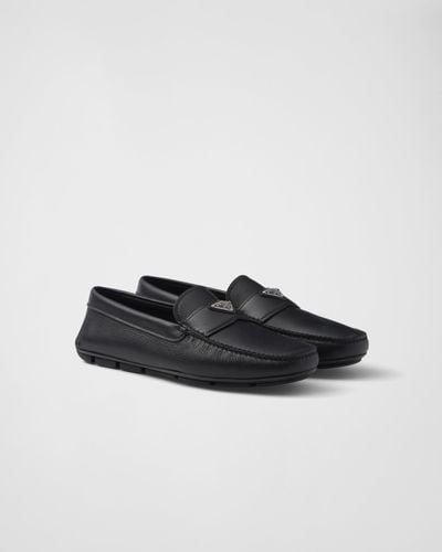 Prada Leather Driving Shoes - Black