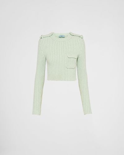 Prada Wool And Cashmere Crew-neck Sweater - Green