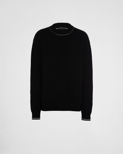 Prada Cashmere Crew-Neck Sweater - Black