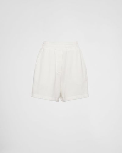 Prada Shorts Aus Baumwollfleece - Weiß