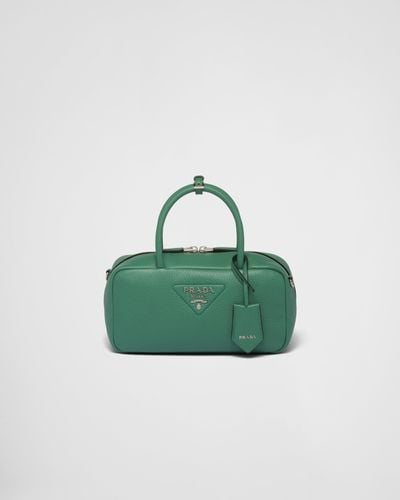 Prada Leather Top-Handle Bag - Green