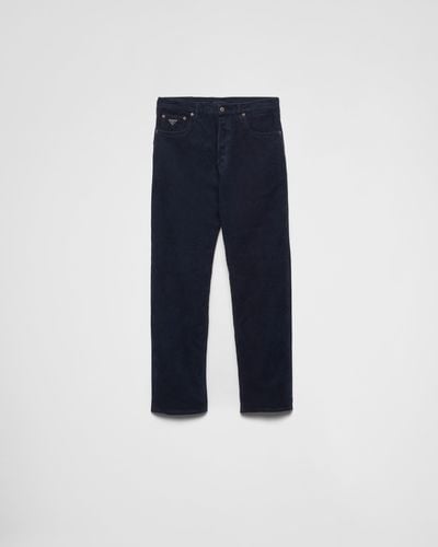 Prada Jeans Aus Cord Mit Geradem Bein - Blau