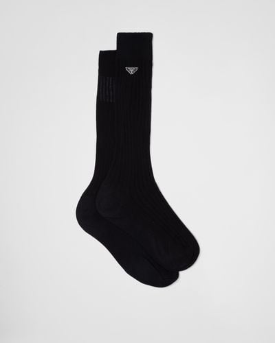 Prada Superfine Ribbed Socks - Black