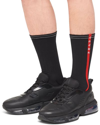Prada Technical Yarn Ankle Socks - Black