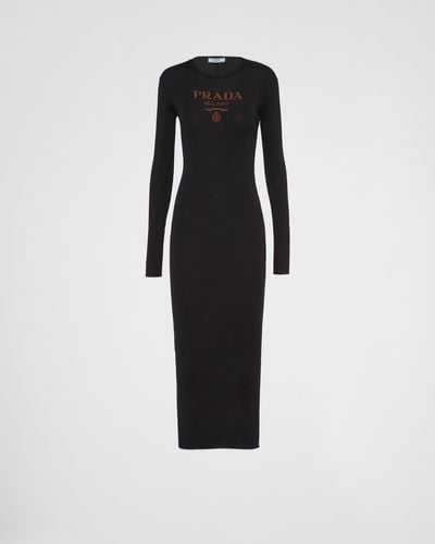 Prada Long Silk Knit Dress - Black