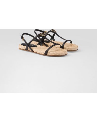 Prada Flat Nappa Leather Sandals - White
