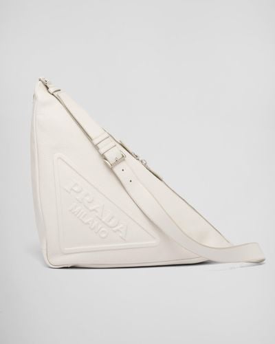 Prada Large Leather Triangle Bag - Natural