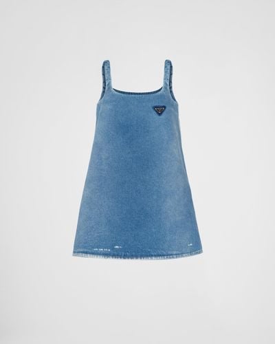 Prada Organic Denim Mini-Dress - Blue