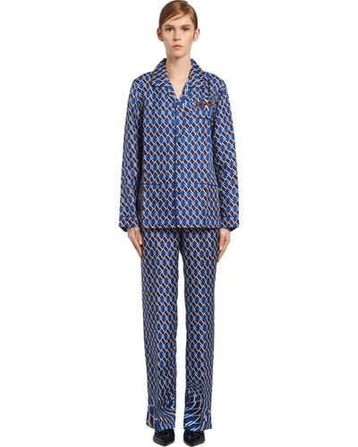 Prada Geometric Print Pajamas - Blue