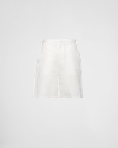 Prada Linen-blend Bermuda Shorts - White
