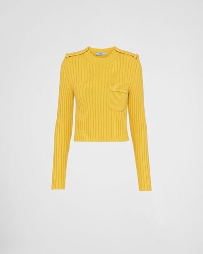 Prada Wool And Cashmere Crew-neck Sweater - Yellow