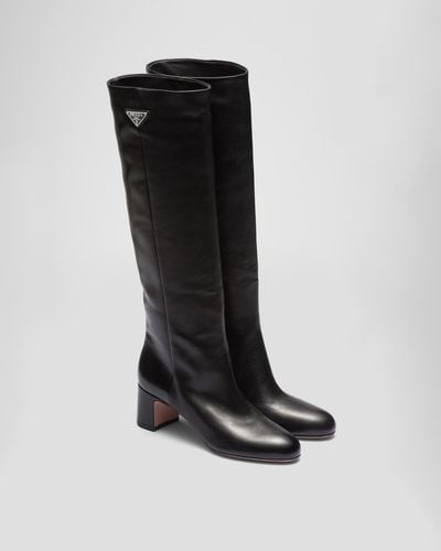 Prada Bottes En Cuir - Noir