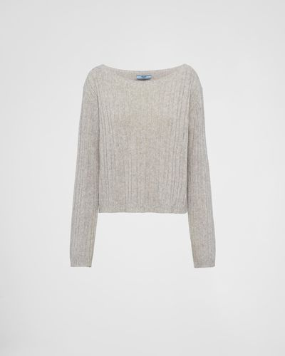 Prada Wool And Cashmere Boat-Neck Jumper - White
