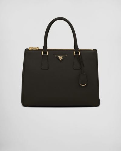 Prada Large Galleria Saffiano Leather Bag - Black