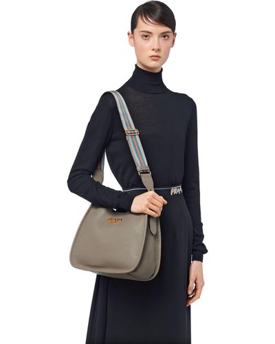 Prada Medium Leather Hobo Shoulder Bag - Multicolor