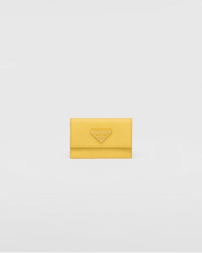 Prada Saffiano Leather Card Holder - Yellow
