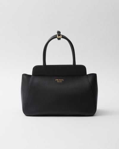 Prada Medium Leather Tote Bag - Black