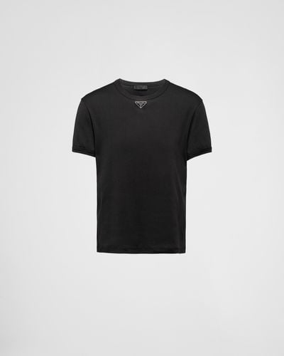 Prada T-shirt In Cotone - Nero
