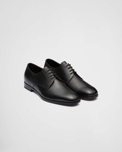 Prada Saffiano Leather Derby Shoes - Black