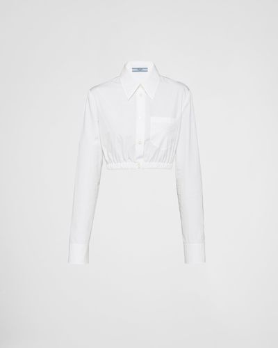Prada Besticktes Hemd Aus Popeline - Weiß