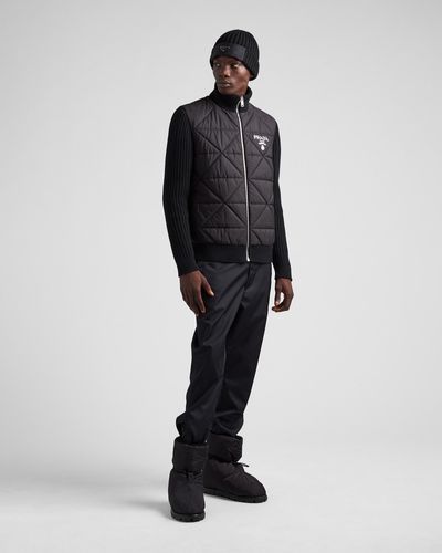 Prada Cashmere Zipper Jacket in Natural for Men | Lyst